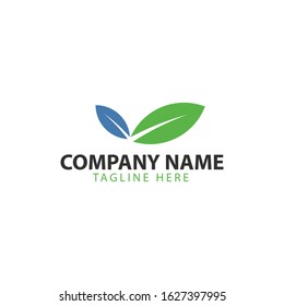 two leaves set in green and blue color as represent fresh and growing business