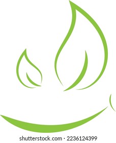 Two leaves and smile, wellness and gardener logo