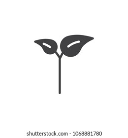 Two leaves vector icon. filled flat sign for mobile concept and web design. Plant, growing simple solid icon. Symbol, logo illustration. Pixel perfect vector graphics