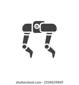 Two legged robot with scanner vector icon. filled flat sign for mobile concept and web design. Bipedal Robot glyph icon. Symbol, logo illustration. Vector graphics