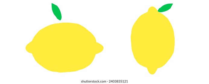 Dos limones. Frutas. Ilustración vectorial aislada plana sobre fondo blanco.