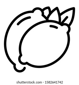 Two lemons icon. Outline two lemons vector icon for web design isolated on white background