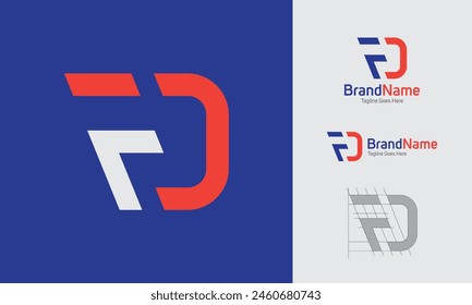 Logotipo del alfabeto de dos letras usando las letras F y D