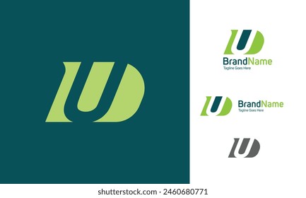 Two letter alphabet logo using letter D and U