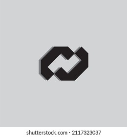 dos letras C, letra N, letra C y N símbolo de logotipo simple vector
