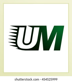 Two letter composition for initial, logo or signature started by U letter