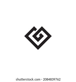 two letter G, heart simple symbol logo vector