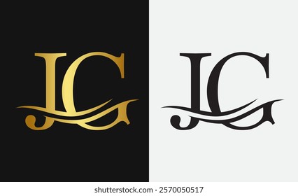 Two Letter Initial JG Monogram Sliced,golden luxury and black logo template