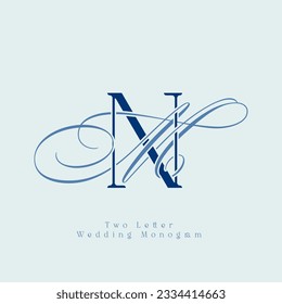 Two letter initial NM, MN wedding monogram logo. Perfect monogram logo for weddings or florist businesses.