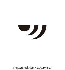 Two letter J, letter w circle geometric symbol simple logo vector