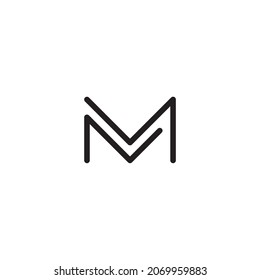 two letter M super simple symbol logo vector