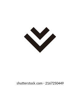 Dos letras V, símbolo geométrico cardíaco simple vector logo