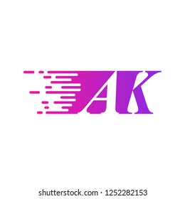 two letters AK initials fast moving logo