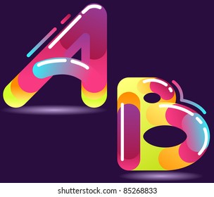 Two letters of alphabet in disco style. Vector illustration