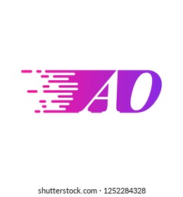 two letters AO initials fast moving logo
