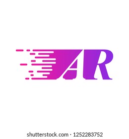 two letters AR initials fast moving logo