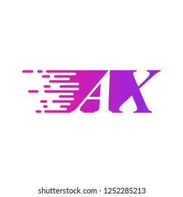 two letters AX initials fast moving logo