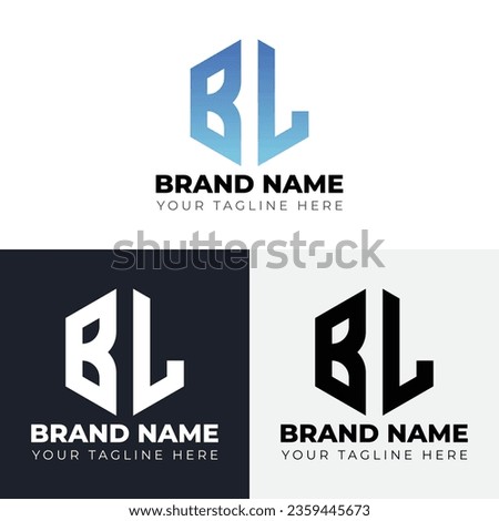 Two letters B L polygon logo design, Double letters polygon letter mark logo, Minimalist creative vector logo design template