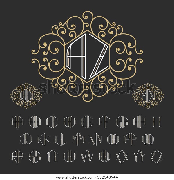 Two Letters Decorative Monogram Template Stylish Stock Vector (Royalty