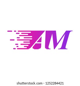 two letters AM initials fast moving logo