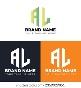 Two letters A L logo design ,Double letters polygon letter mark logo, Minimalist creative vector logo design template