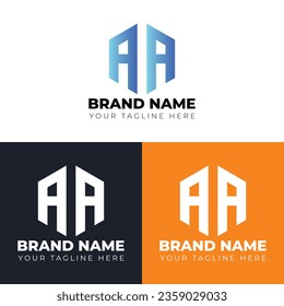 Dos letras A diseño de logotipo ,Doble letra marca de letra polígono logotipo de vectores creativos minimalista plantilla de diseño de logotipo