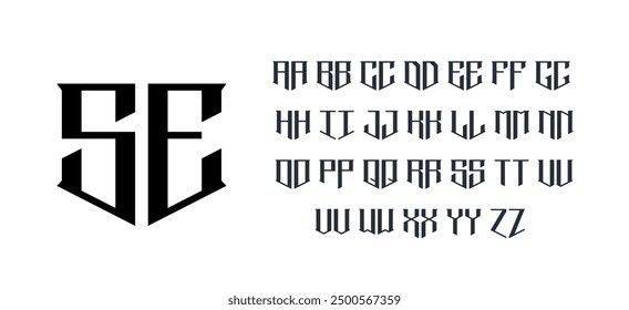 Two letters monogram alphabet template. Logo design letters set.
