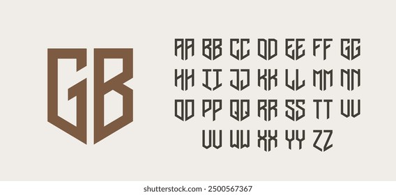 Two letters monogram alphabet template. Logo design letters set.
