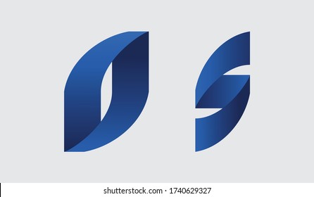 Two letters O and S of blue gradient