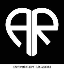 Two letters A and R forming heart shape monogram