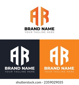 Two letters A R logo design ,Double letters polygon letter mark logo, Minimalist creative vector logo design template