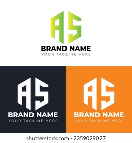 Two letters A S logo design ,Double letters polygon letter mark logo, Minimalist creative vector logo design template