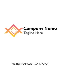 Two letters X gradient logo creative orange, rhombus shape with initials XX striped typography design element, business card emblem, orange diamond gradient thin lines.