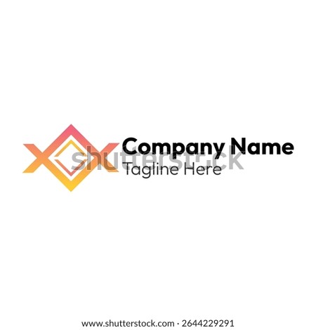 Two letters X gradient logo creative orange, rhombus shape with initials XX striped typography design element, business card emblem, orange diamond gradient thin lines.
