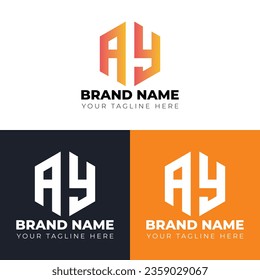 Two letters A Y logo design ,Double letters polygon letter mark logo, Minimalist creative vector logo design template