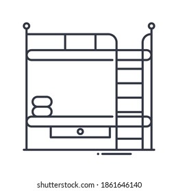 Two level bed icon, linear isolated illustration, thin line vector, web design sign, outline concept symbol with editable stroke on white background.