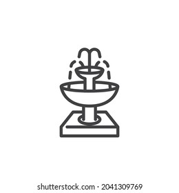 Two level fountain line icon. linear style sign for mobile concept and web design. Water fountain outline vector icon. Symbol, logo illustration. Vector graphics