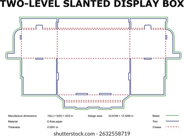 Two level slanted display box diecut template design