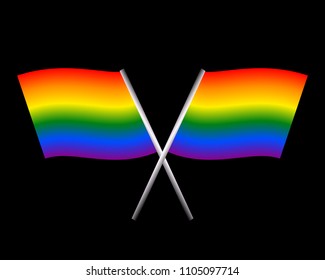 Two lgbt flags on a black background, vector