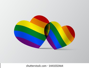 Two lgbt hearts vector illustration, lgbt symbol concept