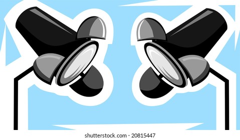 two light in blue colour background	