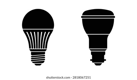 Two light bulb silhouettes with screw bases against a white background silhouette lightbulb bulbs lamp lamps