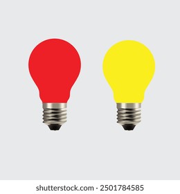 two light bulbs vector,red and yellow,isolated image
