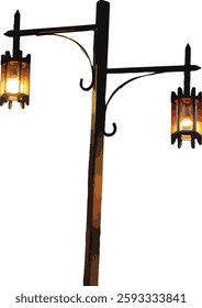  two light fixtures is a type of electrical pole used for street lighting.