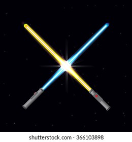 Two light swords on stars background.