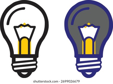 Dos bombillas brillantes con ideas creativas, innovación, inspiración y búsqueda de soluciones
