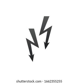 Two Lightning warning icon. Bolt icon vector. Energy and thunder electric icon. Stock Vector illustration isolated on white background.