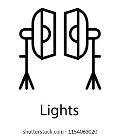 
Two lights on a stand with the bright light, studio lighting 
