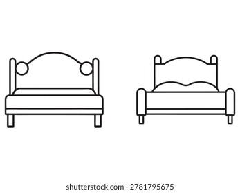 Two line drawing beds with different headboards and footboards furniture for home and bedroom