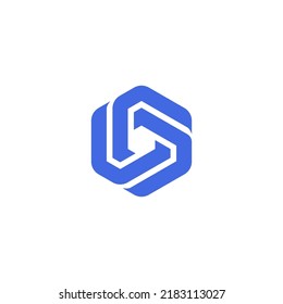 two line hexagon, logo design template, abstract vector hexagon